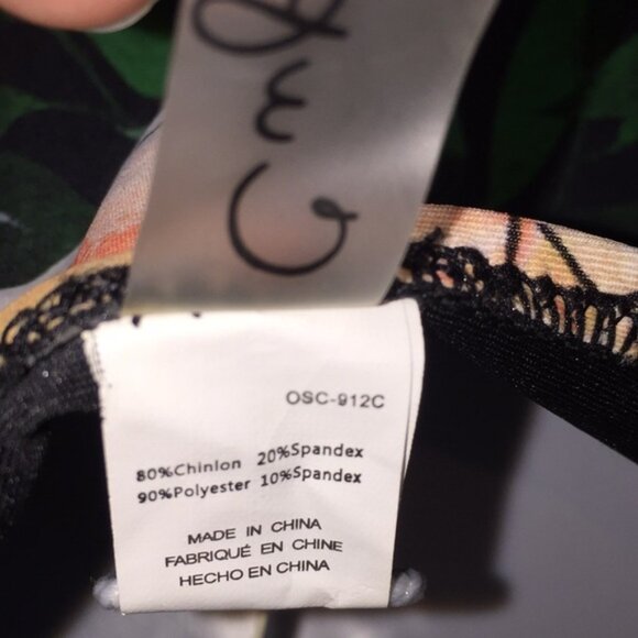 Cupshe Orange Green Black Striped Floral Swimsuit Bathing Suit Size Small - Picture 8 of 13